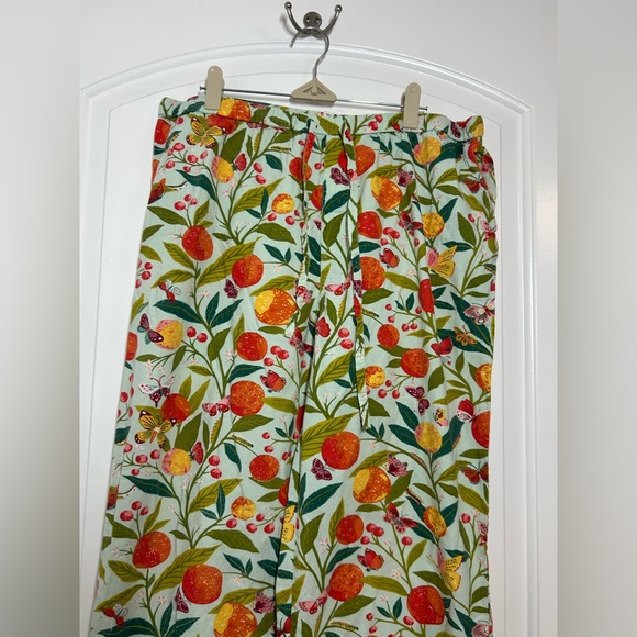 Printfresh Butterfly Grove Orange Fruit Print Pajama Pants Size L cozy lounge - Picture 6 of 11